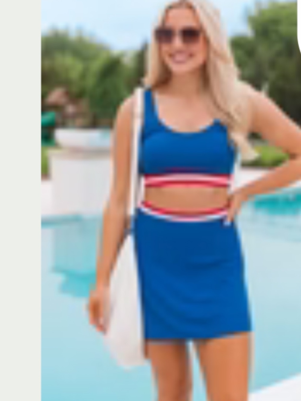 Blue Two-Piece Crop Top & Skirted Bathing Suit